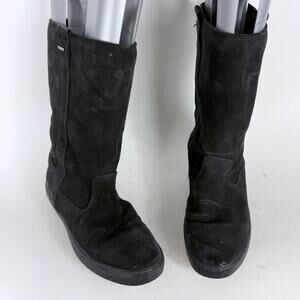 Geox Respira Riding Boots Women's 7 Triple Black Suede Pull-On Round Toe Comfort